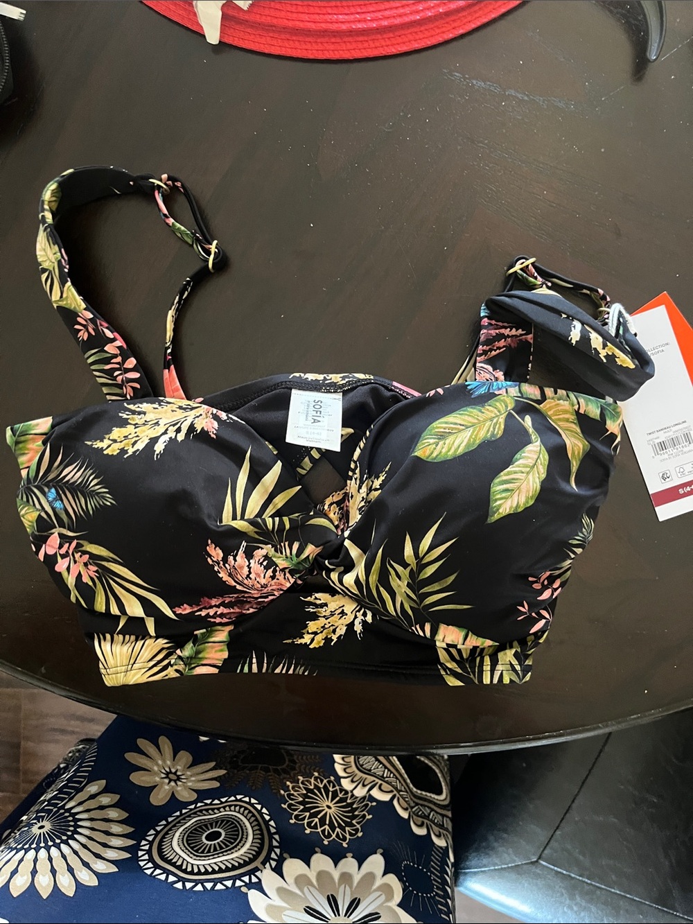 sofia by sofia vergara Black Tropical Print swim top